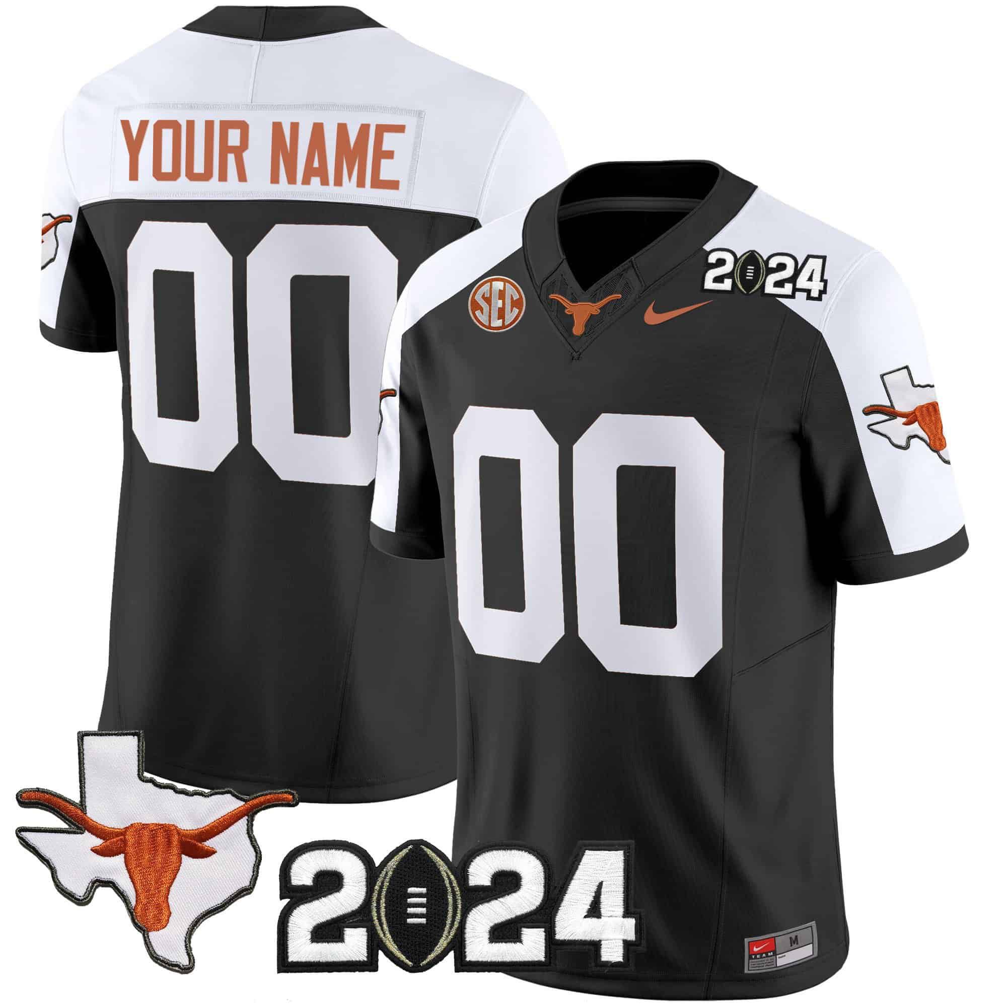 Men Texas Longhorns Black 2024 Nike Vapor Limited Custom NCAA Jersey